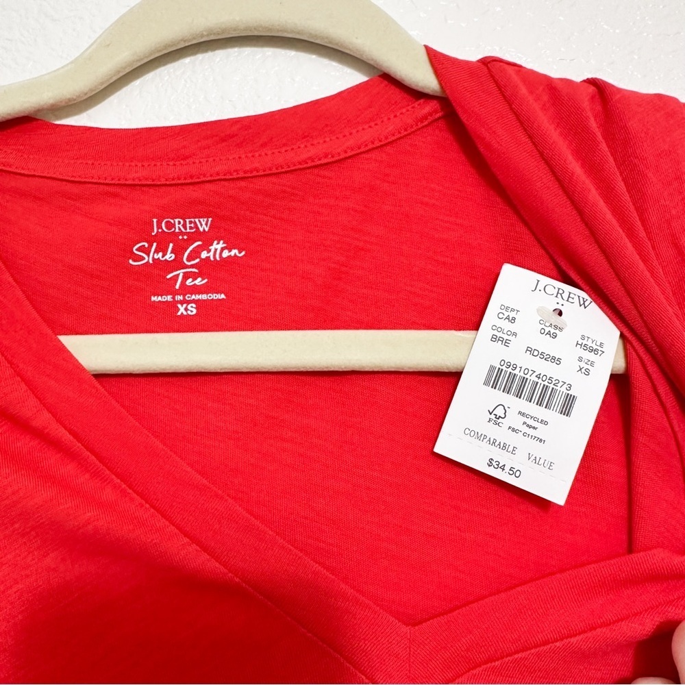 J. Crew Vintage Slub Cotton V-neck Tee in Red - Picture 3 of 4